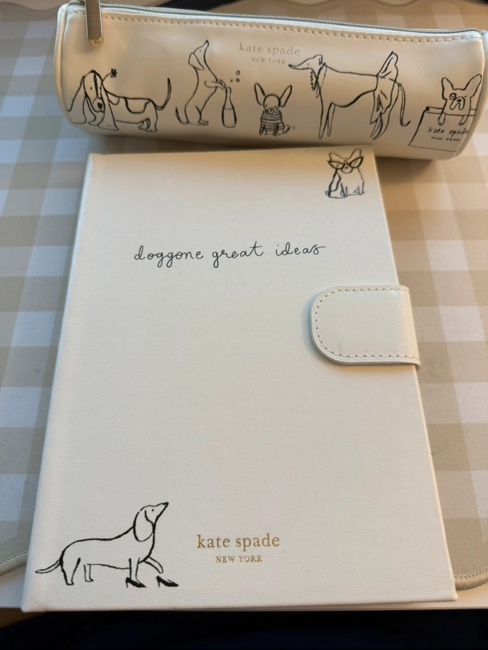 kate spade Doggone Great Ideas White Notebook & Pencil Case